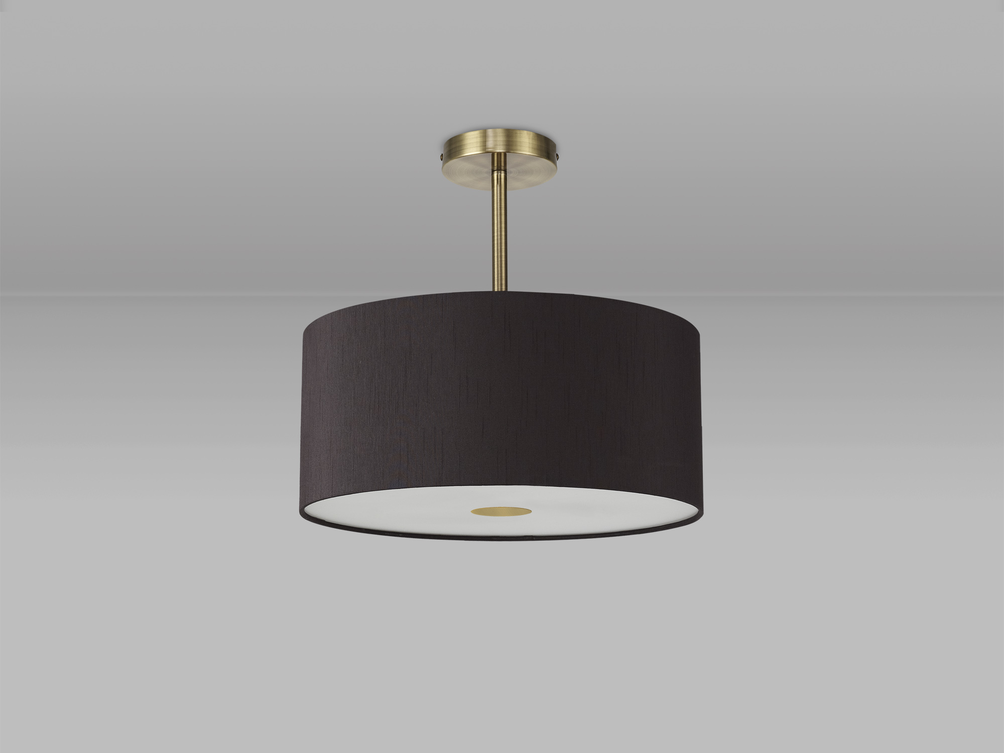 Baymont 40cm Semi Flush 1 Light Antique Brass, Black, Frosted Diffuser DK0181  Deco Baymont